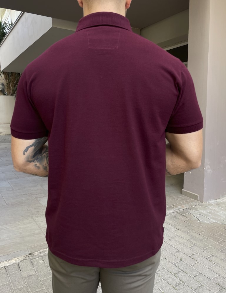 Everbest ανδρική μπορντό πικέ Polo μπλούζα Plus Size 252832B φωτογραφία